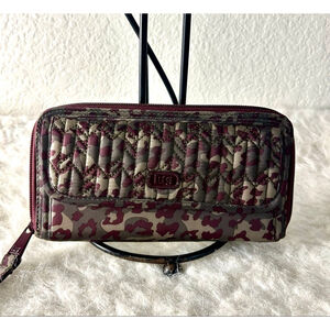 Lug Kickflip 3 Berry Khaki Leopard Print Wallet Wristlet- RFID